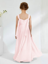 Robes de Demoiselle d'Honneur Junior Plissées A-ligne à Col en V Rose Pâle