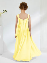 Robes de Demoiselle d'Honneur Junior Plissées A-ligne à Col en V Citron