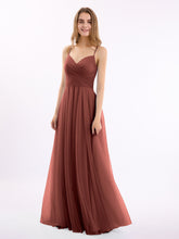 Sapghetti Bretelle Longue Tulle Robe Avec Cœur terracotta