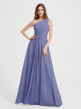 Une Épaule Robes Avec Corsage Plissé Pervenche