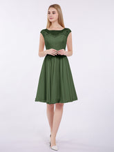 Mousseline et Dentelle Courte Robe de Demoiselle d'Honneur Olive Verte