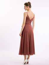 Spaghetti Bretelle Longueur De Mollet Robe Avec Ceinture Nœud terracotta