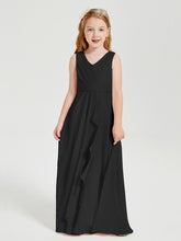 Boho Robes de Demoiselle d'Honneur Longues en Mousseline Noir
