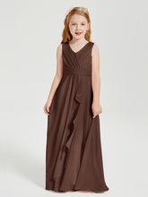 Boho Robes de Demoiselle d'Honneur Longues en Mousseline Chocolat