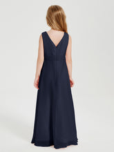 Boho Robes de Demoiselle d'Honneur Longues en Mousseline Bleu Marine