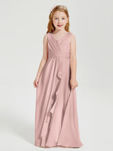 Boho Robes de Demoiselle d'Honneur Longues en Mousseline Rose Poudré