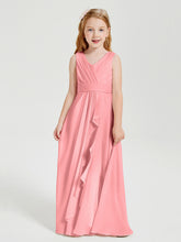 Boho Robes de Demoiselle d'Honneur Longues en Mousseline Flamant