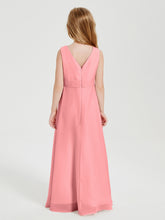 Boho Robes de Demoiselle d'Honneur Longues en Mousseline Flamant