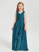 Boho Robes de Demoiselle d'Honneur Longues en Mousseline Bleu Encre