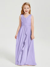 Boho Robes de Demoiselle d'Honneur Longues en Mousseline Lilas