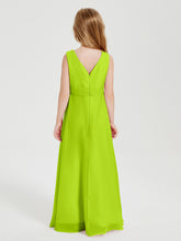 Boho Robes de Demoiselle d'Honneur Longues en Mousseline Vert Citron