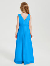 Boho Robes de Demoiselle d'Honneur Longues en Mousseline Bleu Océan