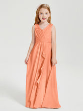 Boho Robes de Demoiselle d'Honneur Longues en Mousseline Papaye