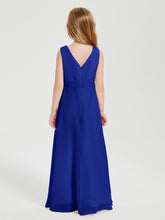 Boho Robes de Demoiselle d'Honneur Longues en Mousseline Bleu Royale