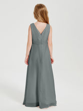 Boho Robes de Demoiselle d'Honneur Longues en Mousseline Gris Acier
