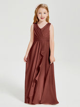 Boho Robes de Demoiselle d'Honneur Longues en Mousseline Terracotta