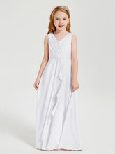 Boho Robes de Demoiselle d'Honneur Longues en Mousseline Blanc
