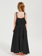 Robes de Demoiselle d'Honneur Junior en Mousseline avec Nœud Papillon Noir