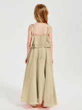 Robes de Demoiselle d'Honneur Junior en Mousseline avec Nœud Papillon Champagne
