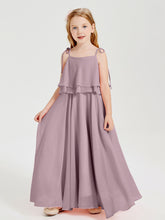 Robes de Demoiselle d'Honneur Junior en Mousseline avec Nœud Papillon Dusk