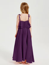 Robes de Demoiselle d'Honneur Junior en Mousseline avec Nœud Papillon Raisin