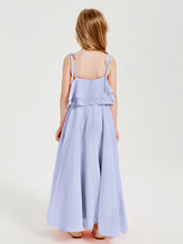 Robes de Demoiselle d'Honneur Junior en Mousseline avec Nœud Papillon Lavande