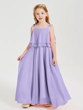 Robes de Demoiselle d'Honneur Junior en Mousseline avec Nœud Papillon Lilas