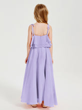 Robes de Demoiselle d'Honneur Junior en Mousseline avec Nœud Papillon Lilas