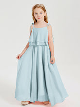Robes de Demoiselle d'Honneur Junior en Mousseline avec Nœud Papillon Brume