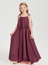 Robes de Demoiselle d'Honneur Junior en Mousseline avec Nœud Papillon Mûre