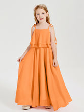 Robes de Demoiselle d'Honneur Junior en Mousseline avec Nœud Papillon Orange