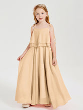Robes de Demoiselle d'Honneur Junior en Mousseline avec Nœud Papillon Pêche