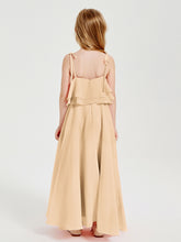 Robes de Demoiselle d'Honneur Junior en Mousseline avec Nœud Papillon Pêche