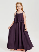 Robes de Demoiselle d'Honneur Junior en Mousseline avec Nœud Papillon Plum