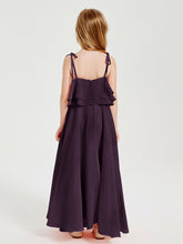 Robes de Demoiselle d'Honneur Junior en Mousseline avec Nœud Papillon Plum
