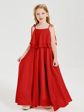 Robes de Demoiselle d'Honneur Junior en Mousseline avec Nœud Papillon Rouge