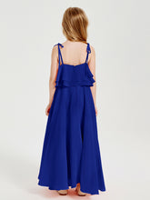 Robes de Demoiselle d'Honneur Junior en Mousseline avec Nœud Papillon Bleu Royale