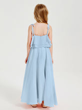 Robes de Demoiselle d'Honneur Junior en Mousseline avec Nœud Papillon Bleu Ciel