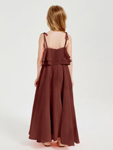 Robes de Demoiselle d'Honneur Junior en Mousseline avec Nœud Papillon Terracotta