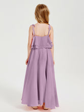 Robes de Demoiselle d'Honneur Junior en Mousseline avec Nœud Papillon Glycine