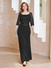Robe Longueur au Sol à Encolure Carrée avec Paillettes Noir
