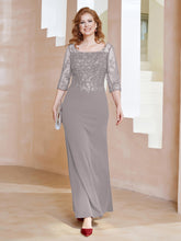 Robe Longueur au Sol à Encolure Carrée avec Paillettes Argent