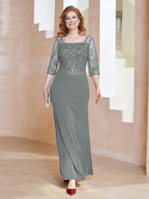 Robe Longueur au Sol à Encolure Carrée avec Paillettes Gris Acier