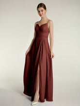 Spaghetti Bretelles Mousseline Robes Avec Col En Cœur terracotta
