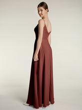 Spaghetti Bretelles Mousseline Robes Avec Col En Cœur terracotta