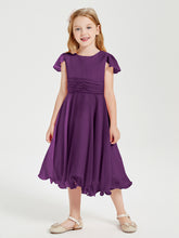 Robes de Demoiselle d'Honneur Junior en Mousseline à Longueur de Mollet Raisin