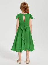 Robes de Demoiselle d'Honneur Junior en Mousseline à Longueur de Mollet Vert
