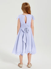Robes de Demoiselle d'Honneur Junior en Mousseline à Longueur de Mollet Lavande
