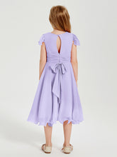 Robes de Demoiselle d'Honneur Junior en Mousseline à Longueur de Mollet Lilas