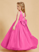 Robes de Demoiselle d'Honneur Junior en Tulle avec Haut en Satin Azalée